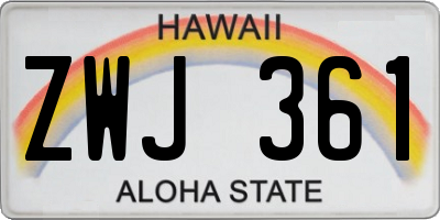 HI license plate ZWJ361