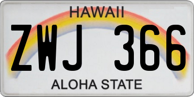 HI license plate ZWJ366