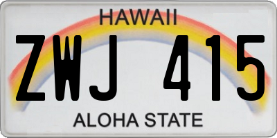 HI license plate ZWJ415