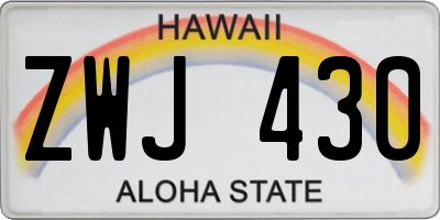 HI license plate ZWJ430