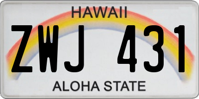 HI license plate ZWJ431