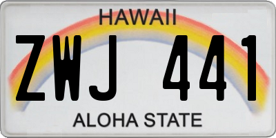 HI license plate ZWJ441