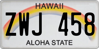 HI license plate ZWJ458