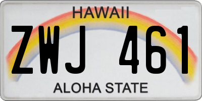 HI license plate ZWJ461