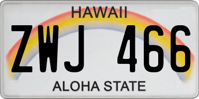 HI license plate ZWJ466