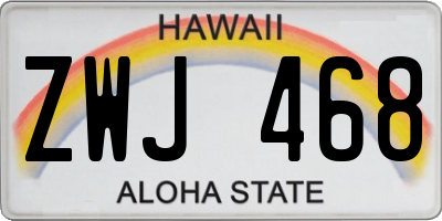 HI license plate ZWJ468