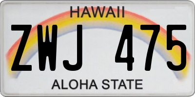 HI license plate ZWJ475