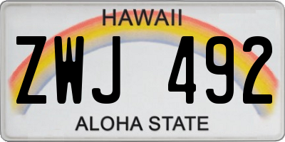 HI license plate ZWJ492