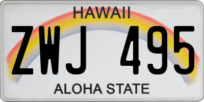 HI license plate ZWJ495