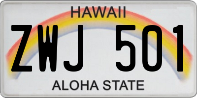 HI license plate ZWJ501