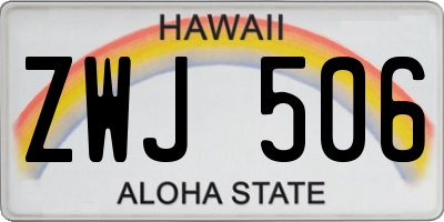 HI license plate ZWJ506