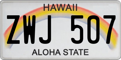 HI license plate ZWJ507