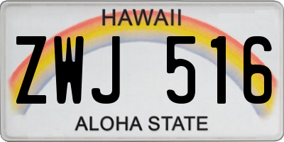 HI license plate ZWJ516