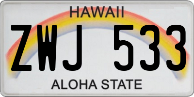 HI license plate ZWJ533