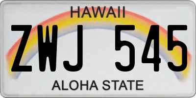 HI license plate ZWJ545