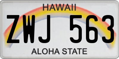 HI license plate ZWJ563