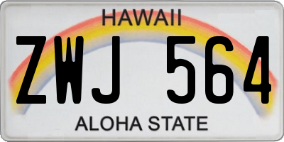 HI license plate ZWJ564