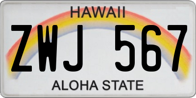 HI license plate ZWJ567