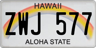 HI license plate ZWJ577