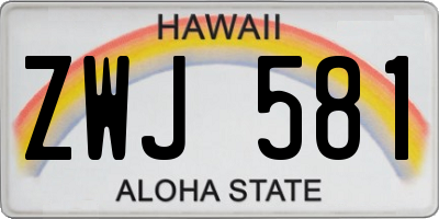 HI license plate ZWJ581