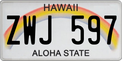 HI license plate ZWJ597