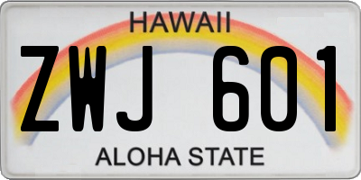 HI license plate ZWJ601