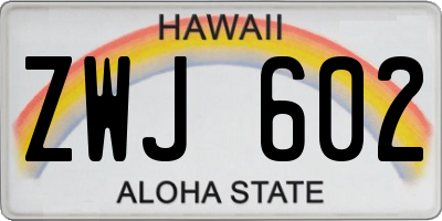 HI license plate ZWJ602