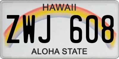 HI license plate ZWJ608