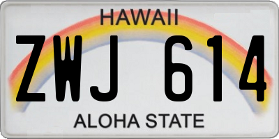 HI license plate ZWJ614