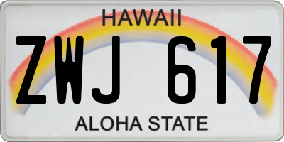 HI license plate ZWJ617