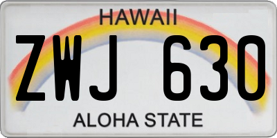 HI license plate ZWJ630