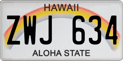 HI license plate ZWJ634