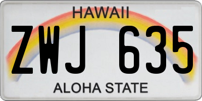 HI license plate ZWJ635