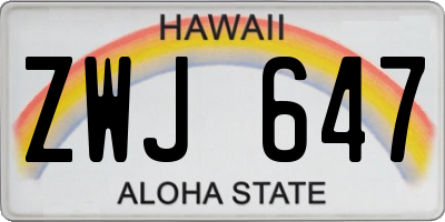 HI license plate ZWJ647