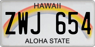 HI license plate ZWJ654