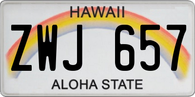HI license plate ZWJ657