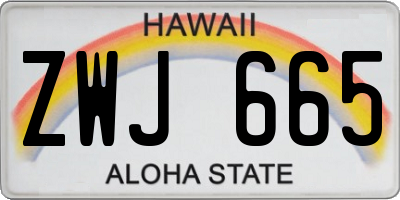 HI license plate ZWJ665
