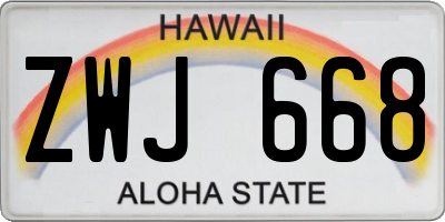 HI license plate ZWJ668