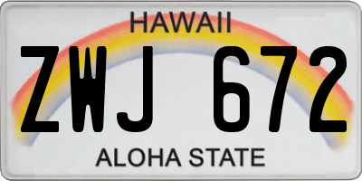 HI license plate ZWJ672