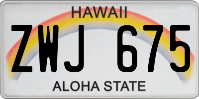HI license plate ZWJ675