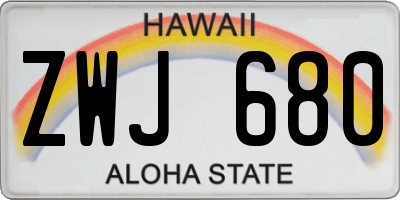 HI license plate ZWJ680