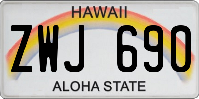 HI license plate ZWJ690