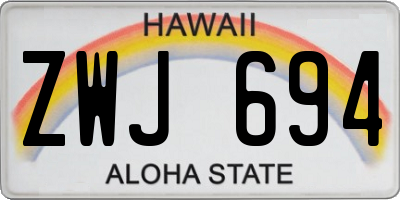 HI license plate ZWJ694