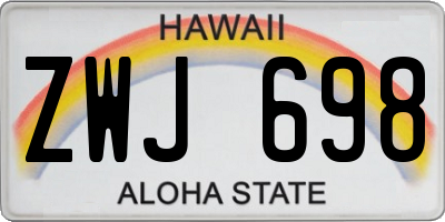 HI license plate ZWJ698