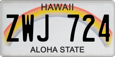 HI license plate ZWJ724