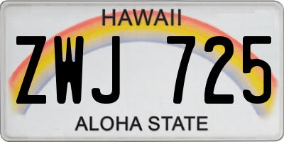 HI license plate ZWJ725