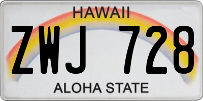 HI license plate ZWJ728
