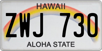 HI license plate ZWJ730