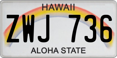 HI license plate ZWJ736