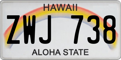 HI license plate ZWJ738